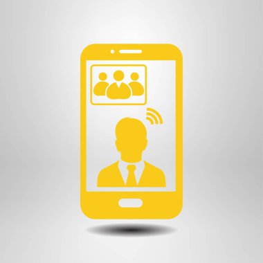 Online konferans akıllı telefon simgesi.
