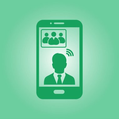 Online konferans akıllı telefon simgesi.