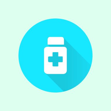 Uyuşturucu simgesi imzala. Haplarla paketi. Düz tasarım stili. Vektör Eps 10.