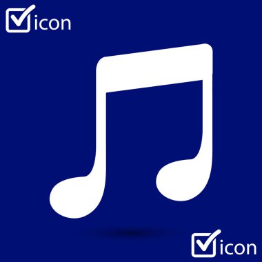 Müzik Not simgesi. Karakter dinleme şarkı. Düz tasarım stili.