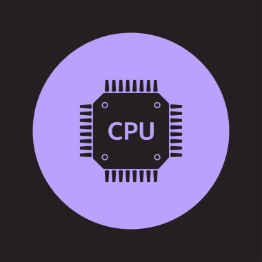 Devre kartı simgesi. Teknoloji düzeni kare simgesi. Düz tasarım stili.