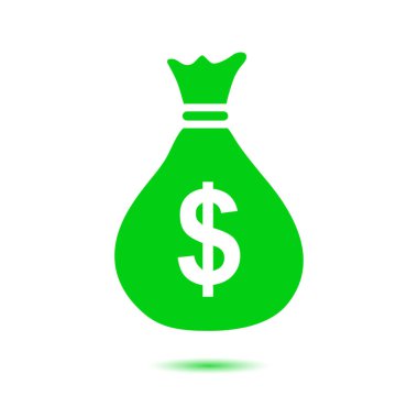 Para çantası ikonu. Dolar dolar para birimi sembolü. Düz tasarım tarzı. EPS 10.