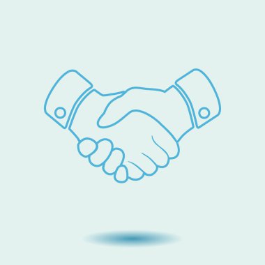 El sıkışma işareti simgesi. Başarılı iş sembolü. Düz tasarım stili.