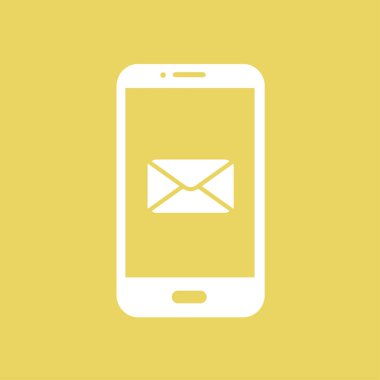 Akıllı telefon e- postası veya SMS simgesi. Mobil posta imzası simgesi.