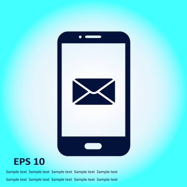 Akıllı telefon e- postası veya SMS simgesi. Mobil posta imzası simgesi.