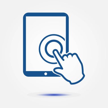 Değmek perde tablet Pc işareti simgesi. El işaretçi simgesi. 