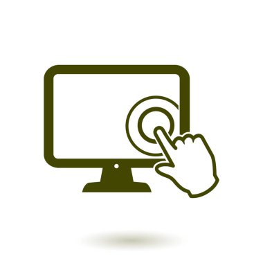 Ekran monitör simgeye dokunun. El işaretçi simgesi.