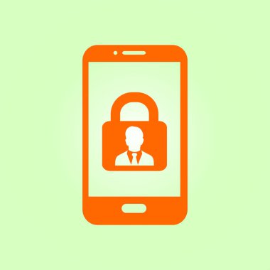 Internet güvenlik kavramı simgesi, kimlik ve koruma sembol telefon ekranında, vektör çizim 