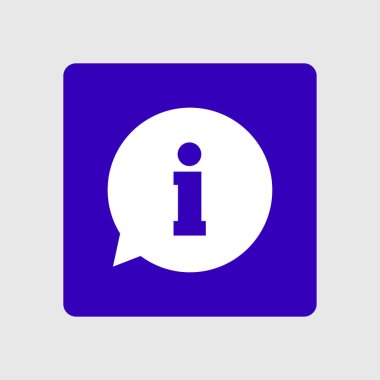 Bilgi işareti simgesi. Bilgi: konuşma balonu sembolü, vektör çizim 