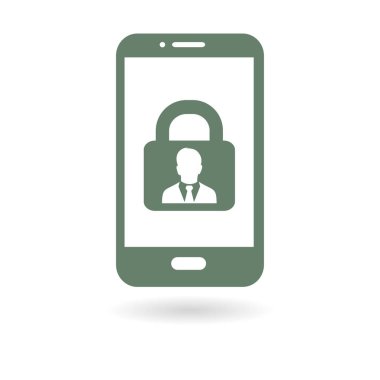 Internet güvenlik kavramı simgesi, kimlik ve koruma sembol telefon ekranında, vektör çizim 