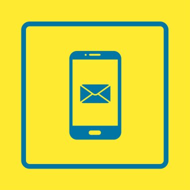 Akıllı telefon e- postası veya SMS simgesi. Mobil posta imzası simgesi.