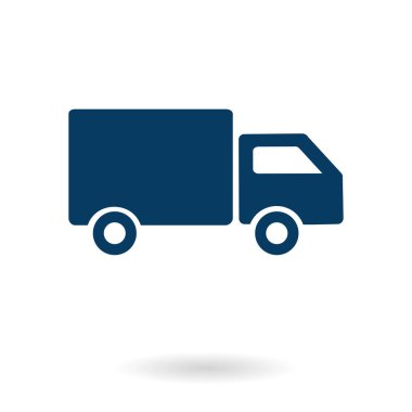 Teslimat kamyonu işareti simgesi. Kargo van sembolü. Sevk irsaliyelerini ve ücretsiz teslim. Düz stil. Vektör Eps 10.