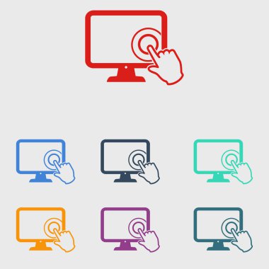 Ekran monitör simgeye dokunun. El işaretçi simgesi.