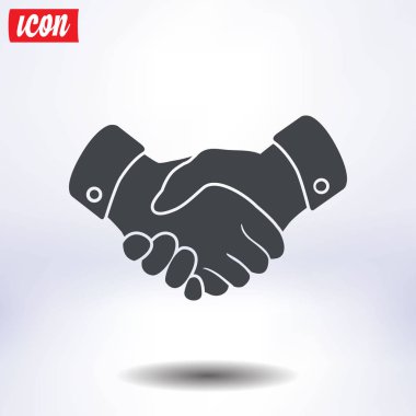 El sıkışma işareti simgesi. Başarılı iş sembolü. Düz tasarım stili.