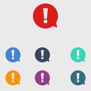  Ünlem işareti. Ünlem işareti. Tehlike uyarı sembolü. Düz tasarım stili. Vektör Eps 10.