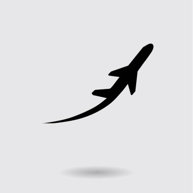 Uçak uçuş biletleri hava sinek seyahat kalkış siluet öğesi. Uçak sembolü. Seyahat etmek simge. Düz tasarım. 