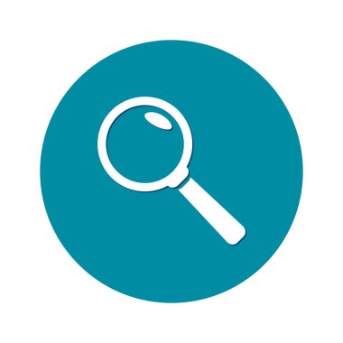 Büyüteç simgesi. Arama düğmesi. Büyüteç Camı. Düz tasarım stili. 