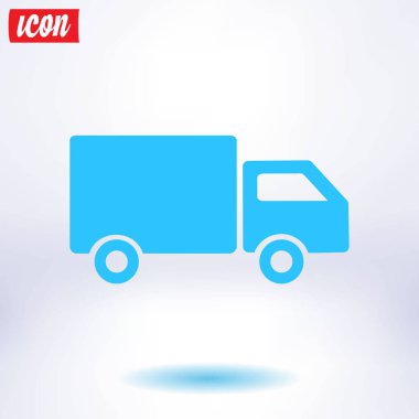 Teslimat kamyonu işareti simgesi. Kargo van sembolü. Sevk irsaliyelerini ve ücretsiz teslim. Düz stil. Vektör Eps 10.
