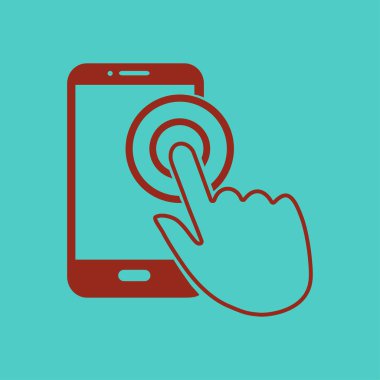 Dokunmatik ekran smartphone işareti simgesi. El işaretçi simgesi. Düz tasarım stili. Vektör Eps 10.