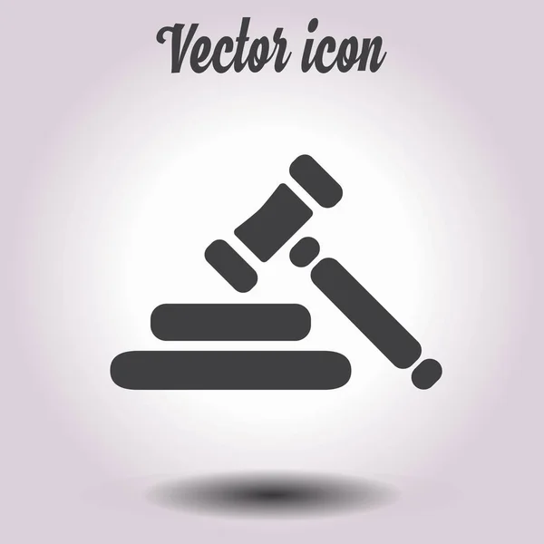 Símbolo Martillo Subasta Juez Ley Martillo Icono Estilo Diseño Plano — Vector de stock