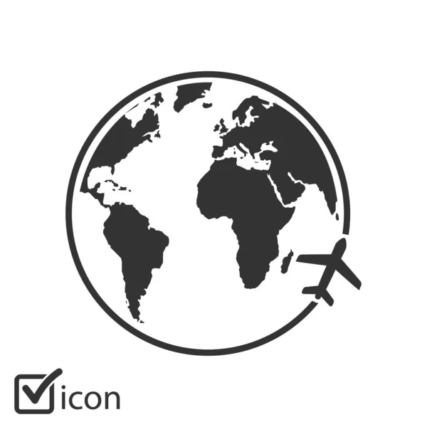 Icono Del Avión Viaje Viaje Alrededor Del Mundo — Vector de stock