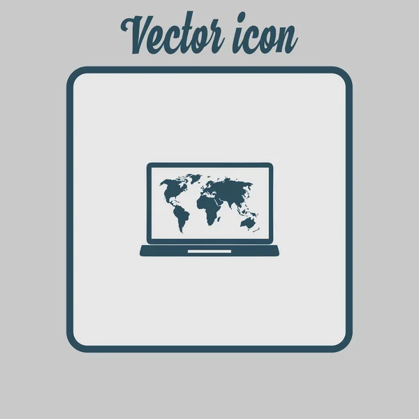 Laptop World Map Illustration World Map Geography Symbol Flat Design — Stock Vector