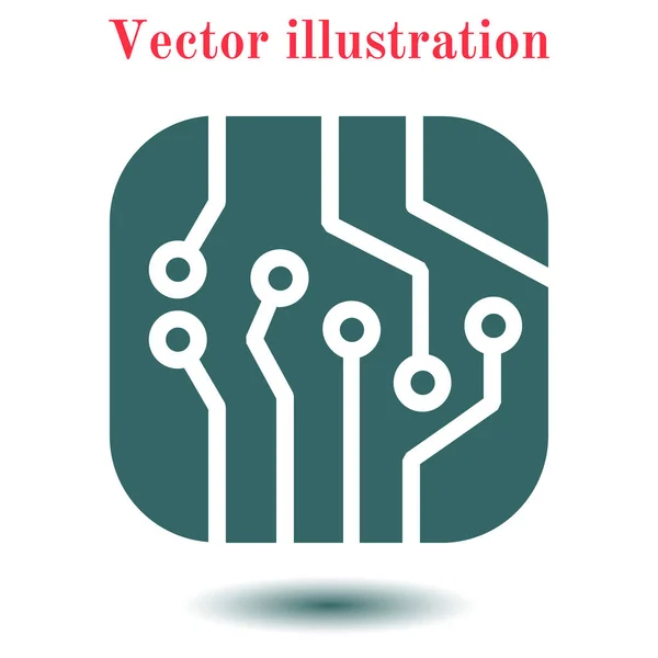 Kretskort Ikonen Teknik Systemet Fyrkantig Symbol Platt Designstil — Stock vektor
