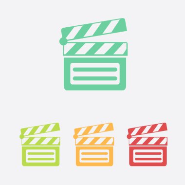 Film yapımcısı clapper kurulu simgesi. Düz tasarım stili.