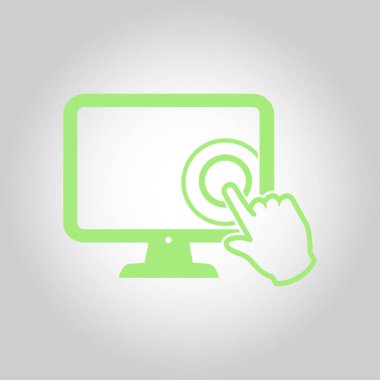 Ekran monitör simgeye dokunun. El işaretçi simgesi.