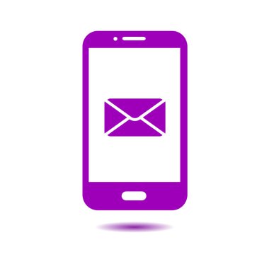 Akıllı telefon e- postası veya SMS simgesi. Mobil posta imzası simgesi.