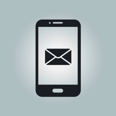 Akıllı telefon e- postası veya SMS simgesi. Mobil posta imzası simgesi.