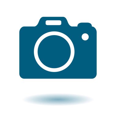 Fotoğraf makinesi simgesi. DSLR kamera simgesi. Dijital kamera. Düz tasarım biçimi. 