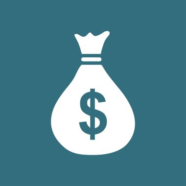 Para çantası ikonu. Dolar dolar para birimi sembolü. Düz tasarım tarzı. EPS 10.
