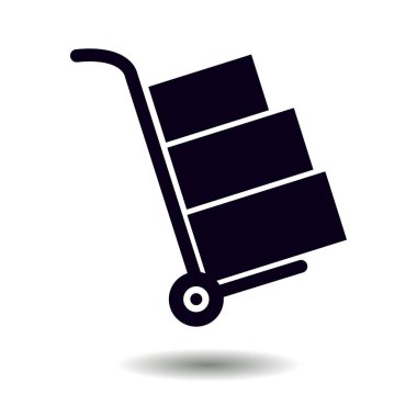 Kutuları simge kamyonla. El kamyon işareti erkek.