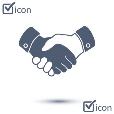 El sıkışma işareti simgesi. Başarılı iş sembolü. Düz tasarım stili.