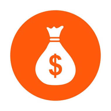Para çantası ikonu. Dolar dolar para birimi sembolü. Düz tasarım tarzı. EPS 10.