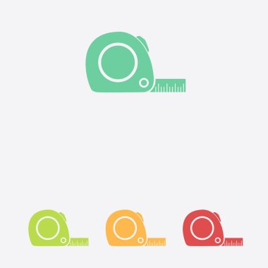 Mezura simgesi. Rulet inşaat sembolü. Boyutları ve ölçüleri. Bir kesim kartı oluşturma.