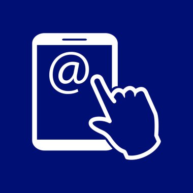 Değmek perde tablet Pc işareti simgesi. El işaretçi simgesi. Posta ekran Tablet PC.