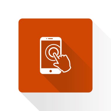 Dokunmatik ekran smartphone işareti simgesi. El işaretçi simgesi. Düz tasarım stili. Vektör Eps 10.