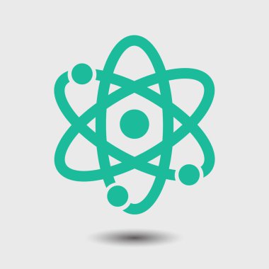 Atom işareti simbol. Atom parçası simgesi.