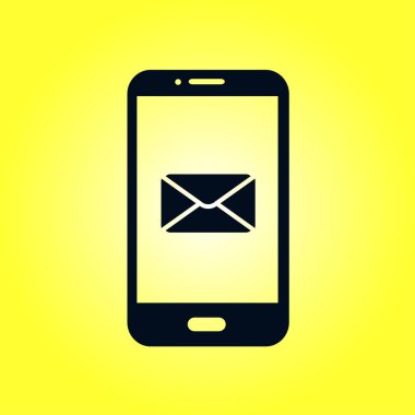 Akıllı telefon e- postası veya SMS simgesi. Mobil posta imzası simgesi.