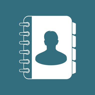 Adres Defteri simgesini. Düz tasarım stili. Eps10.