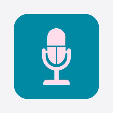 Mikrofon simgesi. Sözcü sembolü. Canlı müzik işareti. Düz tasarım tarzı. Vektör EPS 10.