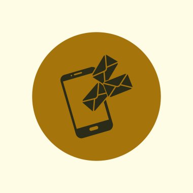 Akıllı telefon e- postası veya SMS simgesi. Mobil posta imzası simgesi.