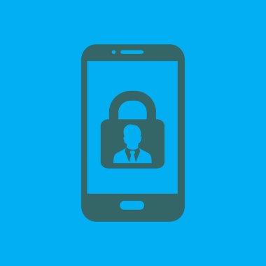 Internet güvenlik kavramı simgesi, kimlik ve koruma sembol telefon ekranında, vektör çizim 