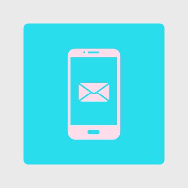 Akıllı telefon e- postası veya SMS simgesi. Mobil posta imzası simgesi.