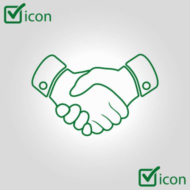 El sıkışma işareti simgesi. Başarılı iş sembolü. Düz tasarım stili.