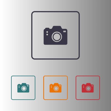 Fotoğraf makinesi simgesi. DSLR kamera simgesi. Dijital kamera. Düz tasarım biçimi. 