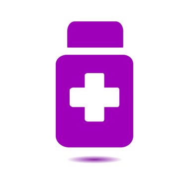 Uyuşturucu simgesi imzala. Haplarla paketi. Düz tasarım stili. Vektör Eps 10.