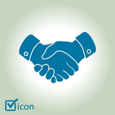 El sıkışma işareti simgesi. Başarılı iş sembolü. Düz tasarım stili.